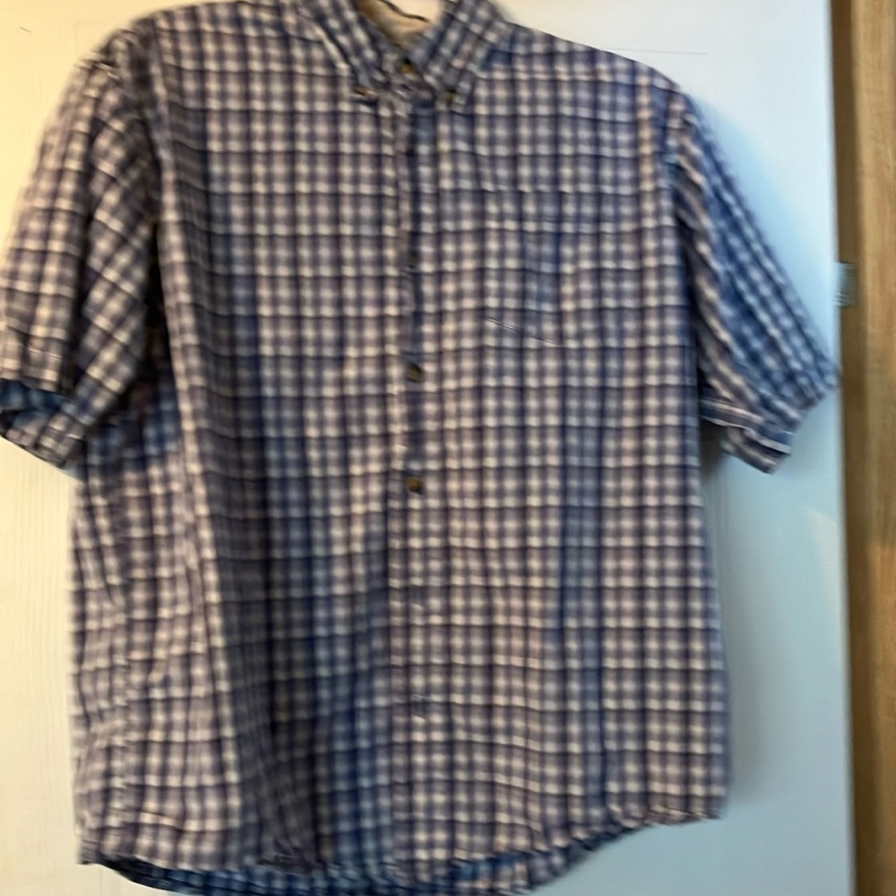 Blue Casual Button Down Shirt with Gingham Pattern